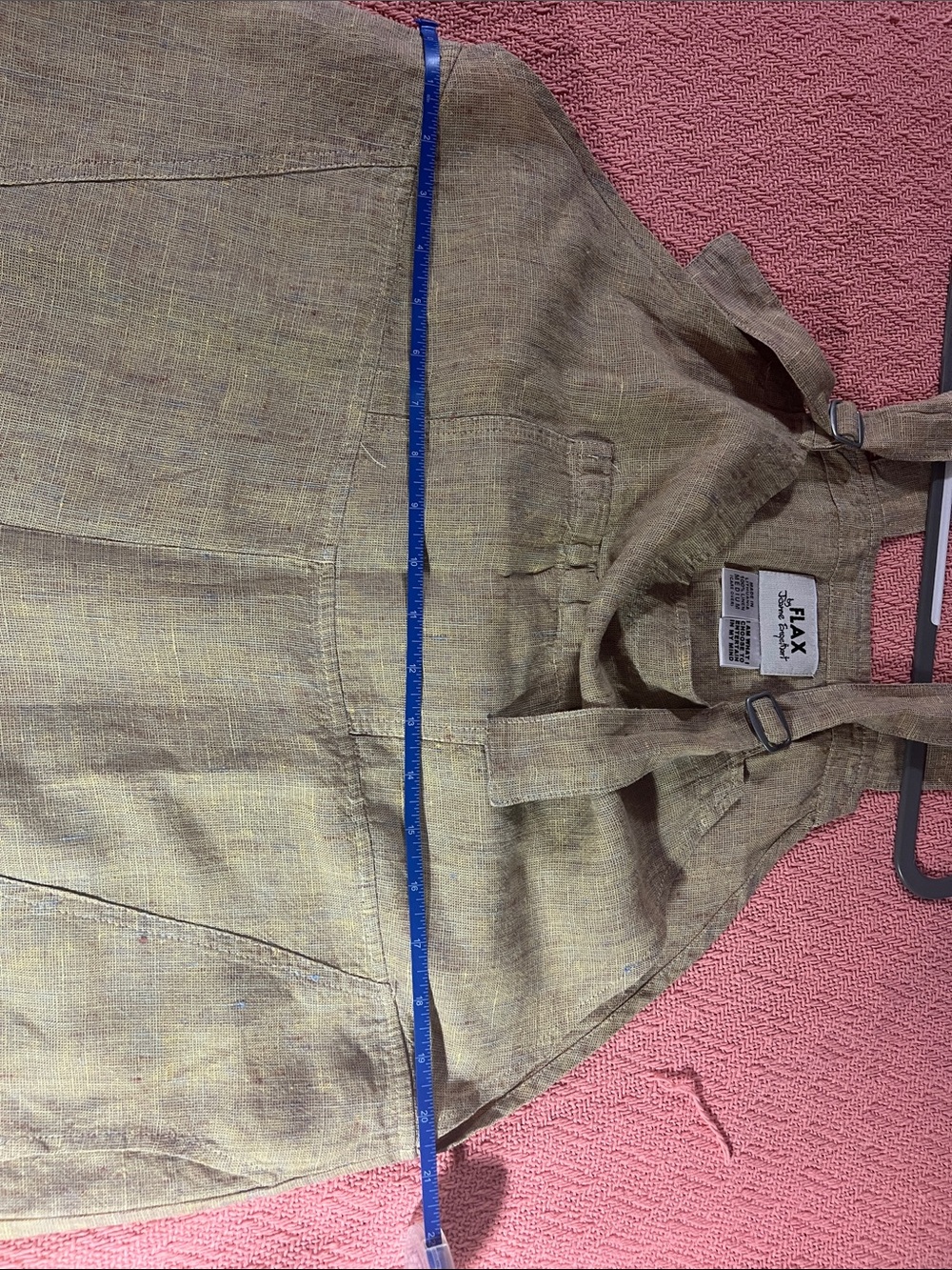 Flax Natural Very light yellow green color Linen Overalls - Picture 3 of 9